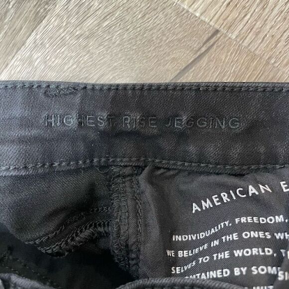 American Eagle Jeans Womens Sz 2 Black Highest Rise Jegging Stretch - Picture 2 of 8